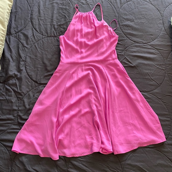 Express Bright Pink Mid-Thigh Flowy Dress - Picture 5 of 5